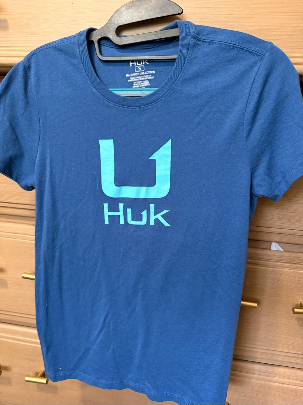 Huk Navy Tee with Aqua Logo